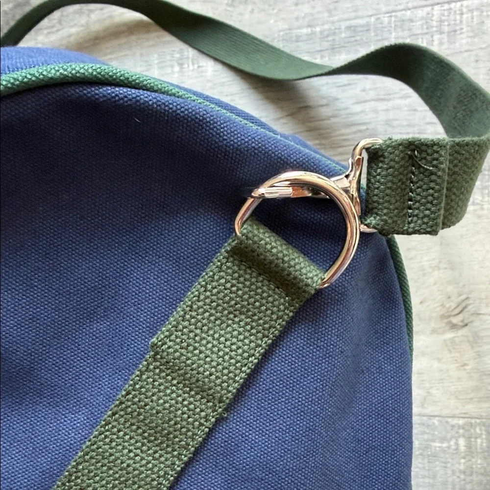 Navy and Green Men's Duffel Bag